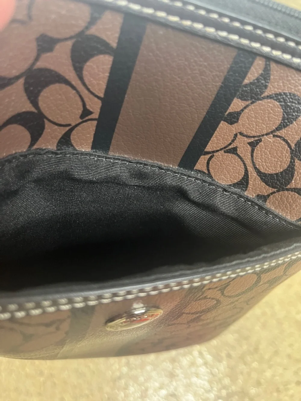 Coach Signature C Brown & Black Crossbody Bag 7.5 x 9 EUC  silver Hardware